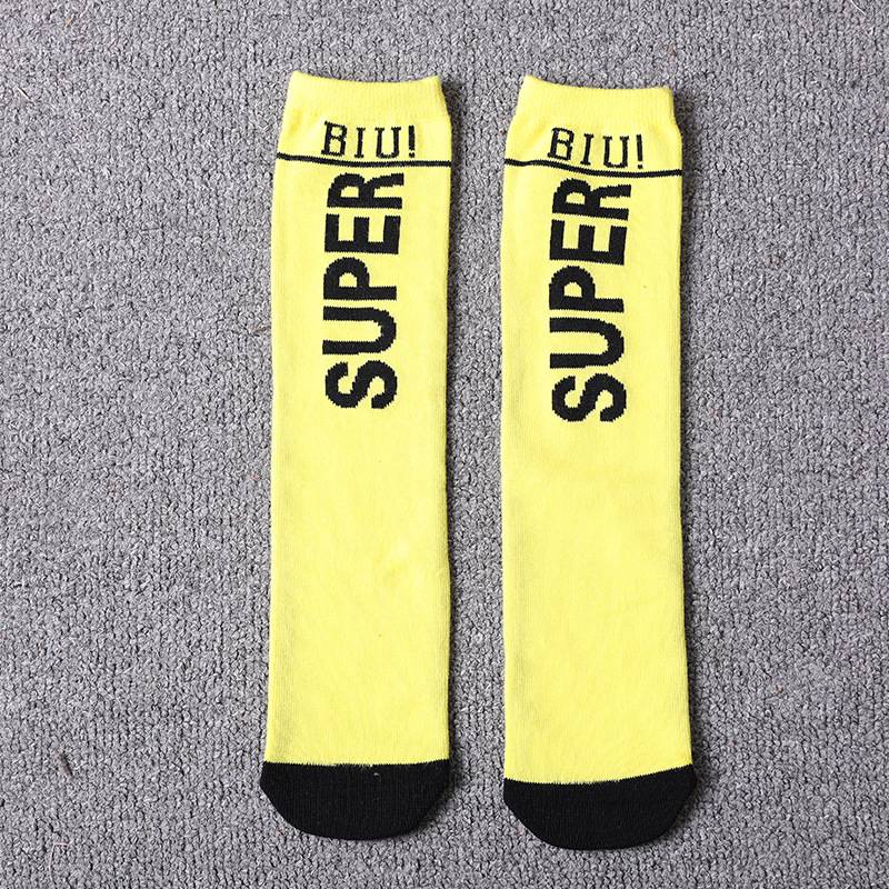 Yellow letter socks